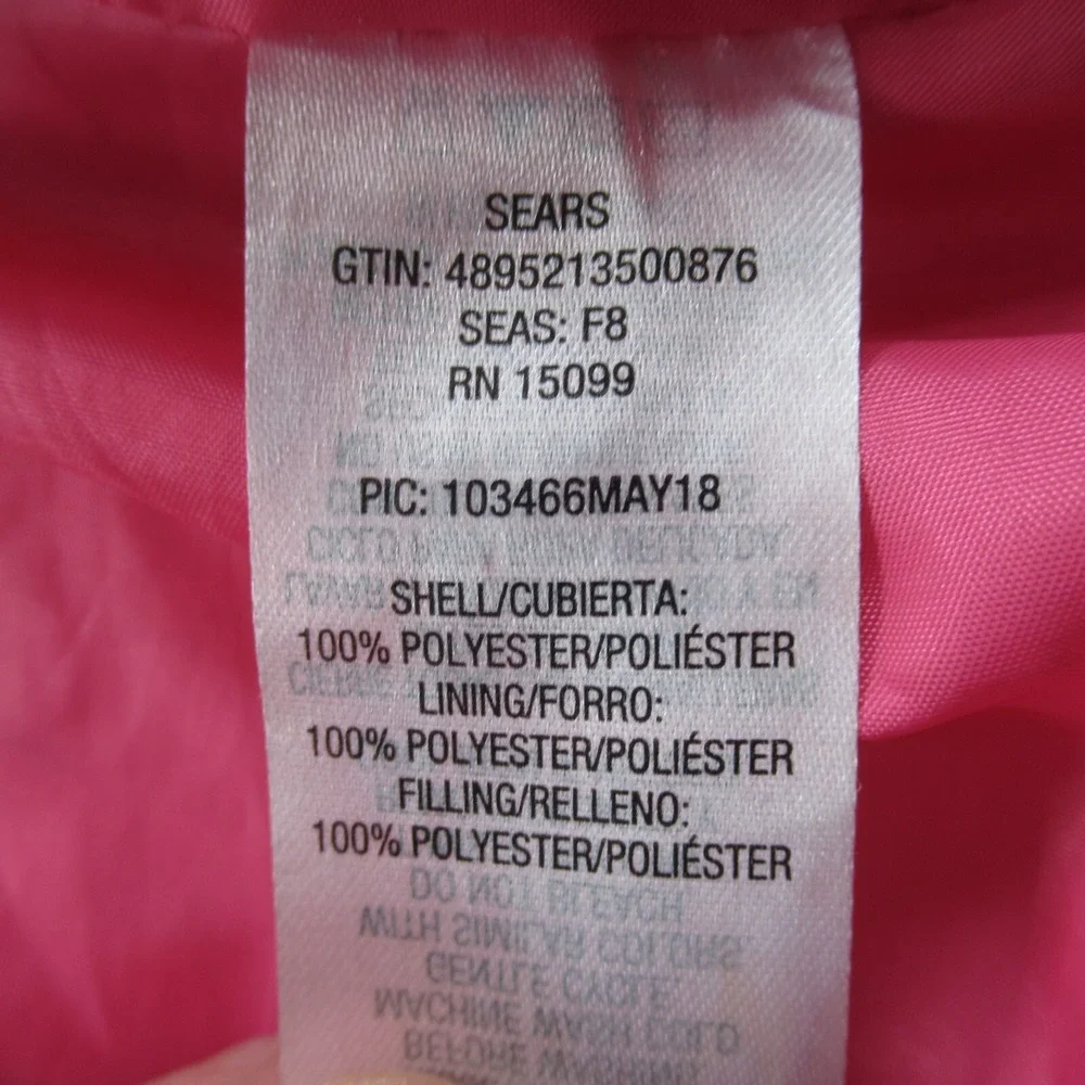 Roebuck & Co Jacket Youth Medium 10/12 Pink Colorblock Full Zip Insulated Winter